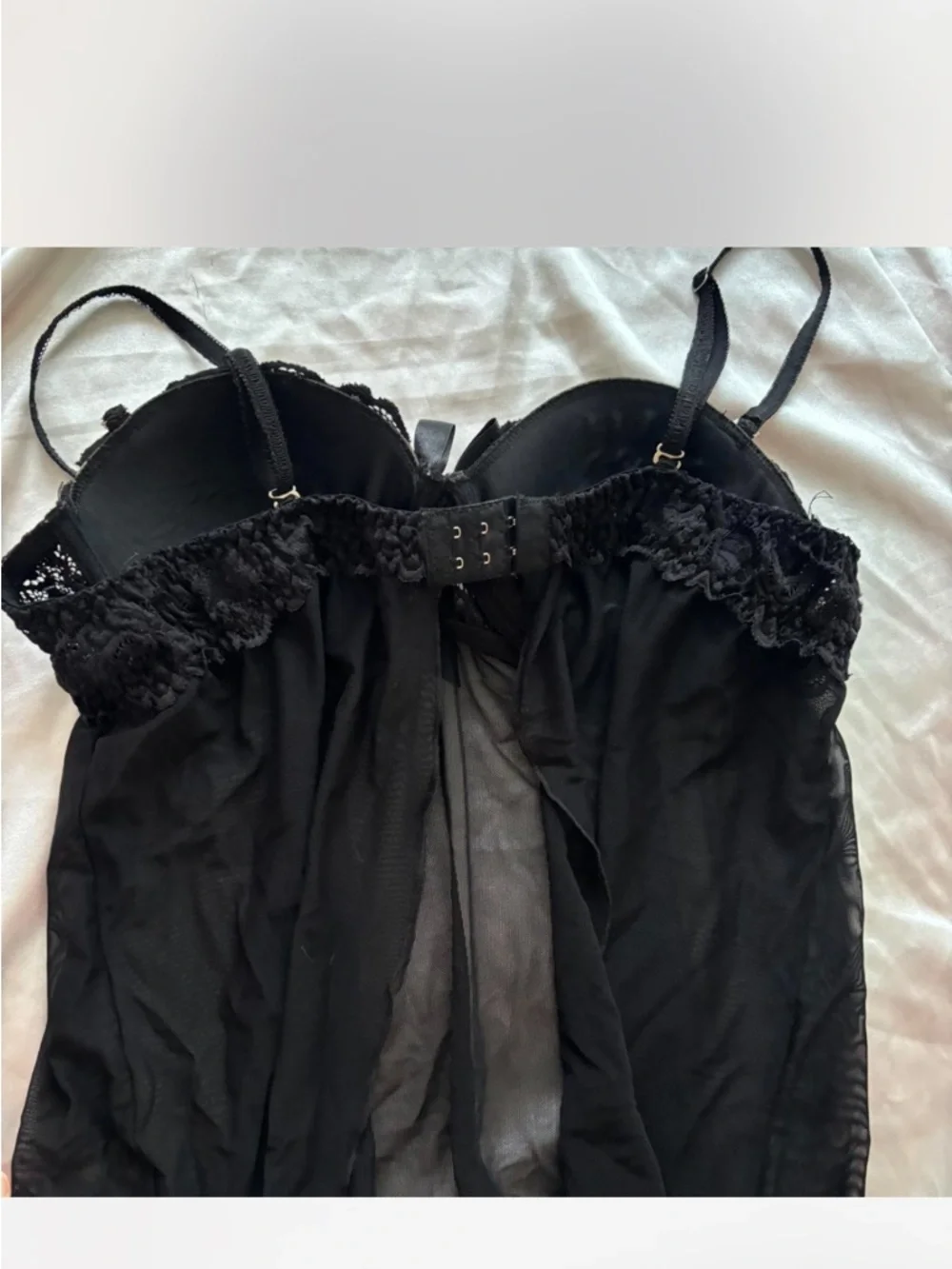 Black Lace Mesh Babydoll Chemise - Brand Unknown - Picture 4 of 6